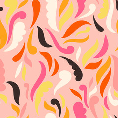 Naklejka premium Colorful abstract background. Retro groovy seamless pattern. hand drawn simple elements. Joyful vector print