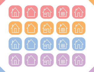 Home and House Vector Outline Icon Set
