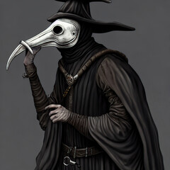 Medieval Plague doctor. Digital illustration. Concept art.