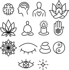 Wellness and spa icons set. Health care symbols.