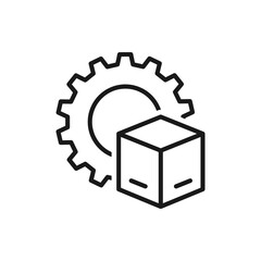 Box and gear. Product development icon concept isolated on white background. Vector illustration
