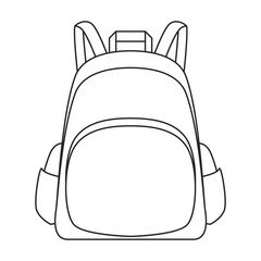 School bag vector icon.Outline vector icon isolated on white background school bag.