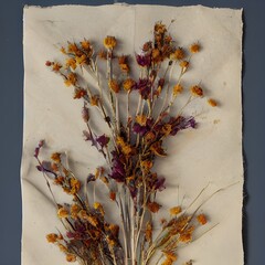 aesthetic dried flowers in the open envelope, vintage, tender