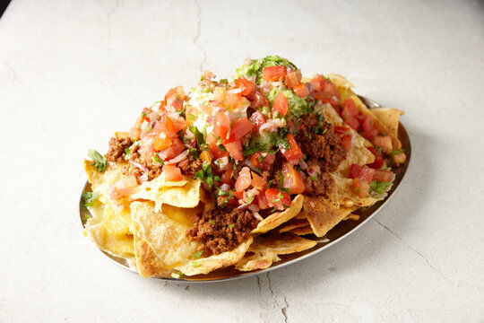 Beef nachos on plate