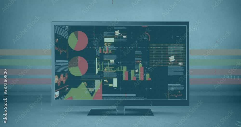 Poster animation of digital interface and data processing over screen