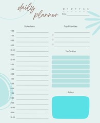 Daily planner printable template.Schedule,notes for the day. 
