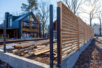 horizontal wooden fence
