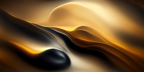 Fototapeta na wymiar soft liquid flow of black and gold wavy shapes, seamless texture 