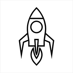 Pictogram of rocket. Outline vector illustration. Space ship transportation.