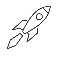 Pictogram of rocket. Outline vector illustration. Space ship transportation.