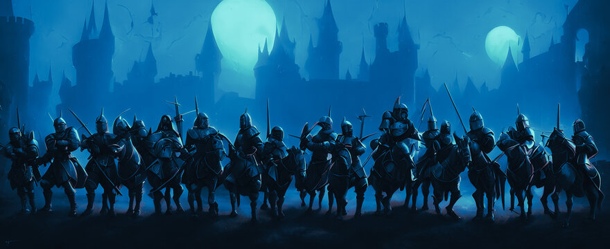 Artistic concept painting of a medieval army on the battlefield , background illustration.