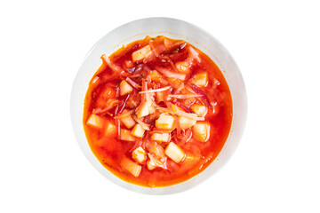 borsch red vegetable soup beetroot, cabbage, tomato, onion healthy meal food snack on the table copy space food background 