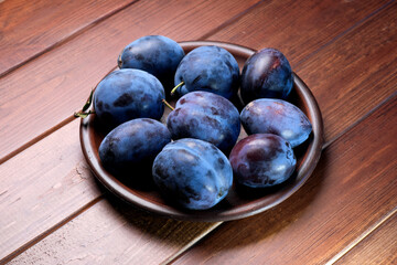 Blue ripe sweet plums