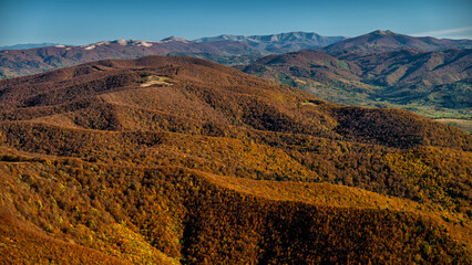 Naklejka premium Bieszczady National Park, Poland. Colorful autumn mountain landscape.