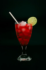 Drink Coctail Bar Black Backround Red Glass
