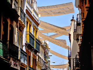 Fototapeta na wymiar Sevilla, Spain. Points of interest, architecture and attractions of Seville, the pearl of Andalusia