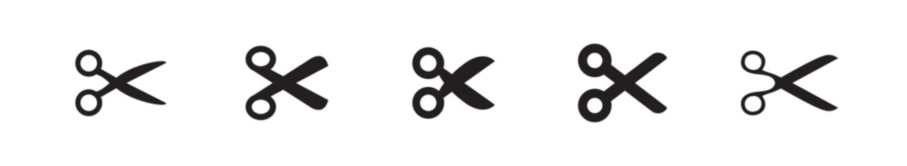 Scissors vector icon set. Pictogram of scissor. Symbol of cutting.