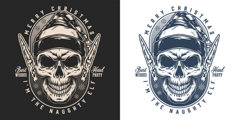 Merry Christmas vintage flyer monochrome