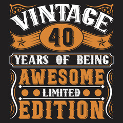 Vintage Birthday  t shirt design with Birthday elements or Hand drawn Birthday typography design
