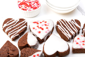 heart shaped cookies with icing for valentine's day