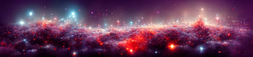 Banner wallpaper with galaxy in red and purple, digital resource