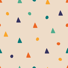 Cute colorful geometric seamless pattern for kids, vector. Abstract colorful design for baby products, fabric, wallpaper and more