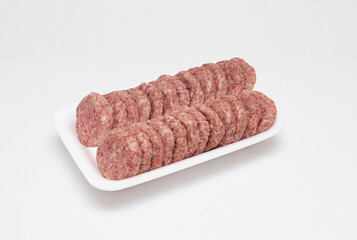 raw meatballs on isolated white background. traditional Turkish food köfte