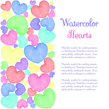 Watercolor hearts side banner
