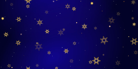 Fototapeta premium Gold Falling Snowflakes seamless pattern.