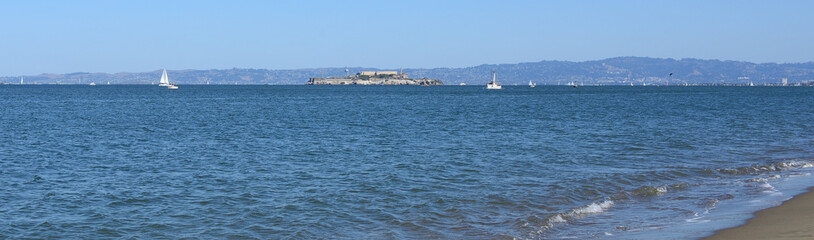 Alcatraz Island, small island in San Francisco Bay, 1.25 miles off shore from San Francisco,...