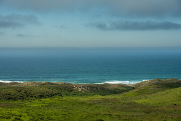 Green Fields Roll Into the Pacific Ocean at Point Reyes