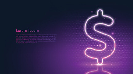 Neon currency symbol vector illustration. Money exchange. Business background. Dollar.