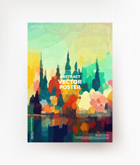 Creative colorful landscape in Impressionism style for posters, banners, covers, etc.