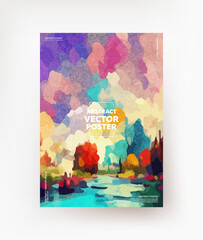 Creative colorful landscape in Impressionism style for posters, banners, covers, etc.