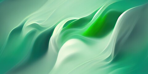 Obraz premium Soft green-white wavy liquid flow with a smooth texture and blurring effect