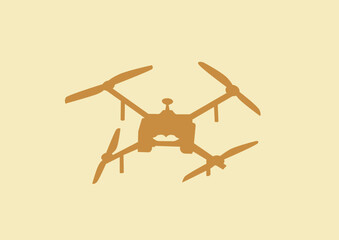 illustration of remote controlled military drone isolated on beige background.