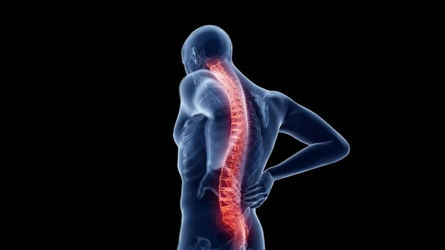 3d rendered animation of  a man having backache
