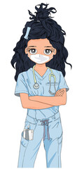 Woman physician.Beautiful young lady doctor with stethoscope and apron.The Covid 19 virus.Doctor during surgical gown and mask Health.