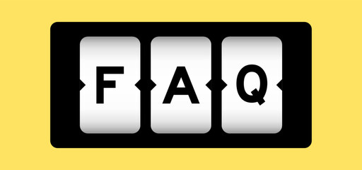 Black color in word FAQ (Abbreviation of Frequently asked questions) on slot banner with yellow color background