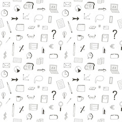 Business planning seamless pattern vector illustration, hand drawing