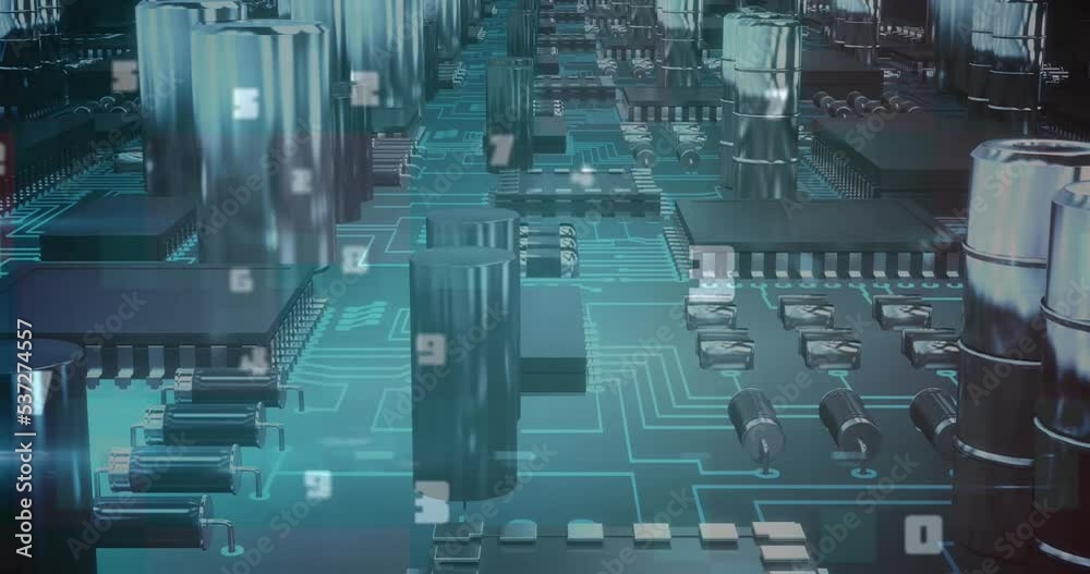 Poster animation of data processing over computing board