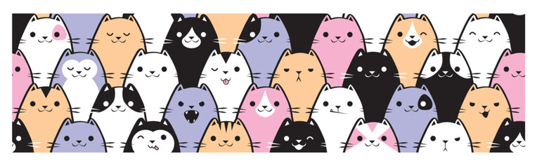 Funny Cats Pattern - obrazy, fototapety, plakaty