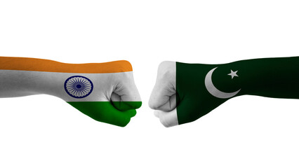 INDIA vs PAKISTAN Man hands patterned with the INDIA vs PAKISTAN flag