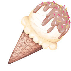 ice cream cone, ice cream watercolor