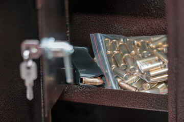 unlocked gun safe - obrazy, fototapety, plakaty