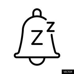Snooze notifications bell vector icon in line style design for website, app, UI, isolated on white background. Editable stroke. Vector illustration.