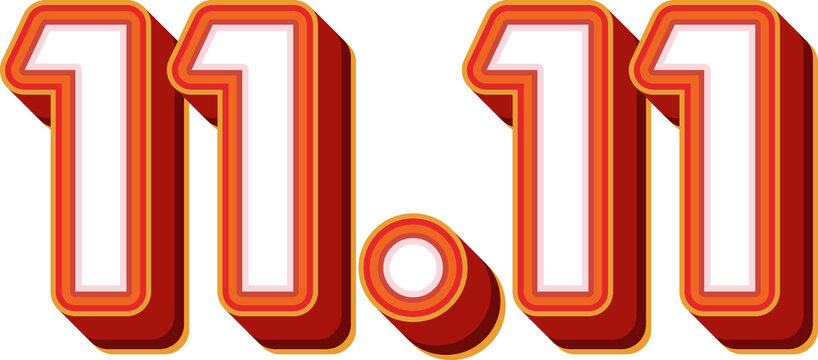 11.11 Shopping day font, Promotion label sale, Speech marketing banner..