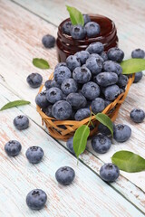 Blueberries on a wooden background