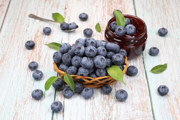 Blueberries on a wooden background
