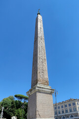 Obraz premium The Flaminio Obelisk is one of the thirteen ancient obelisks in Rome, Italy. It is located in the Piazza del Popolo. Italy